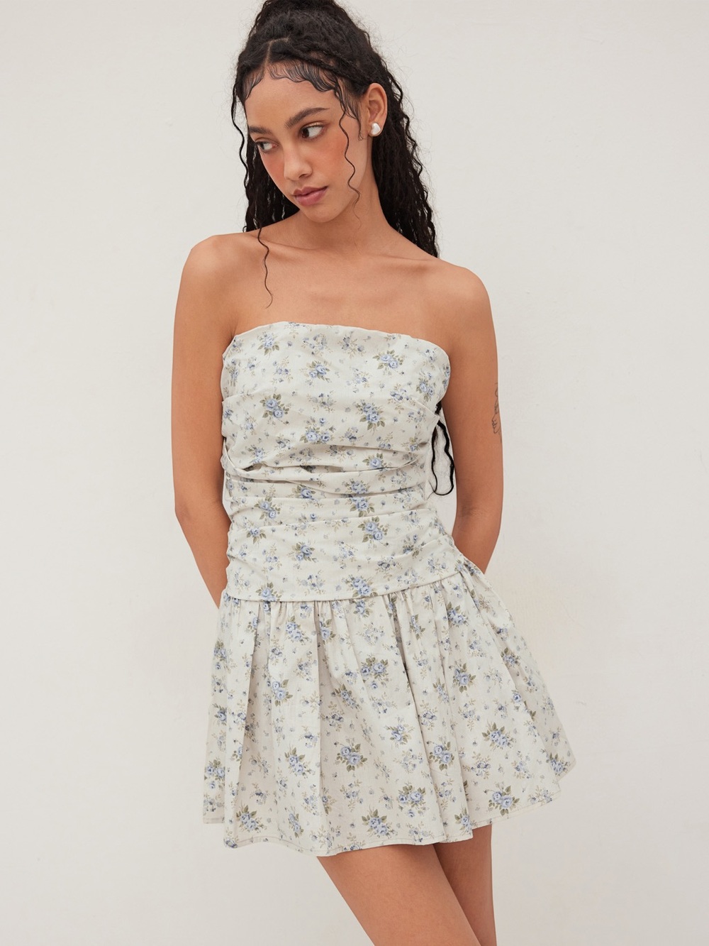 NWT Cider Strapless Floral Mini Dress